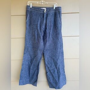 Gerard Darel Linen Wide Leg Blue Pants